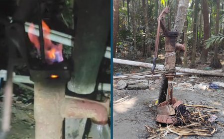 ভোলায় টিউবওয়েল চাপলেই বের হচ্ছে গ্যাস, আগুন দেখতে ভিড়
