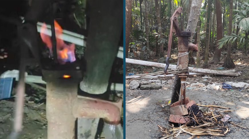 ভোলায় টিউবওয়েল চাপলেই বের হচ্ছে গ্যাস, আগুন দেখতে ভিড়