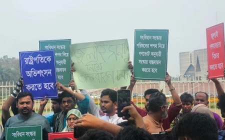 রাষ্ট্রপতির অভিশংসনসহ ৩ দাবিতে সংসদের সামনে এনসিপির অবস্থান