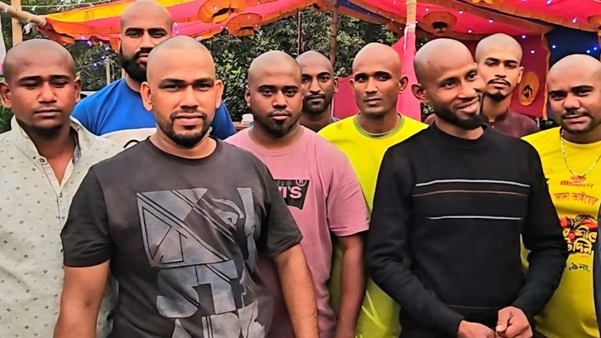 বন্ধুত্বের টানে একসঙ্গে ন্যাড়া হলেন ১০ যুবক