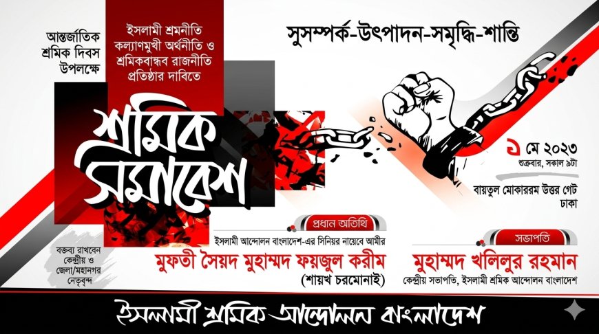মে দিবসে ইসলামী শ্রমিক আন্দোলনের বিশাল শ্রমিক সমাবেশ আজ