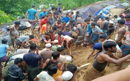 উখিয়া রোহিঙ্গা ক্যাম্পে পাহাড় ধসে মাটির নিচে মাদরাসা, নিহত ৫