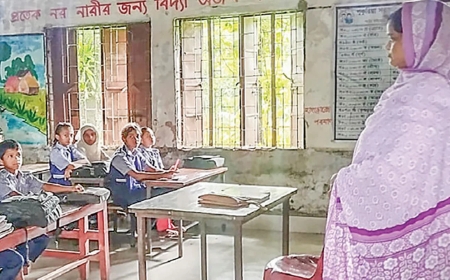 জেলায় শ্রেষ্ঠত্বের স্বীকৃতি পেলেও নেত্রকোনায় ফাটল ধরা ভবনে ঝুঁকিপূর্ণ পাঠদান